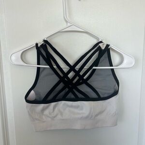 Women's Black and White Strappy Criss Cross padded Sports Bra
